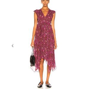 Ulla Johnson Ressie Boho Dress in Sumac, 100% Silk Size 0